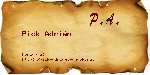 Pick Adrián névjegykártya
